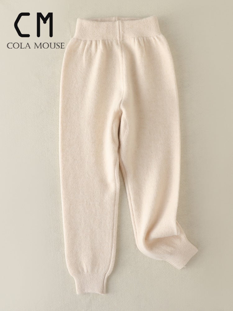 Winter Children'S Leggings Men'S And Women'S Inner Wearing Outer Wearing Knitted Warm High Waist Wool Pants Medium-Thickness Stretch Pants Wool Pants - Image 5