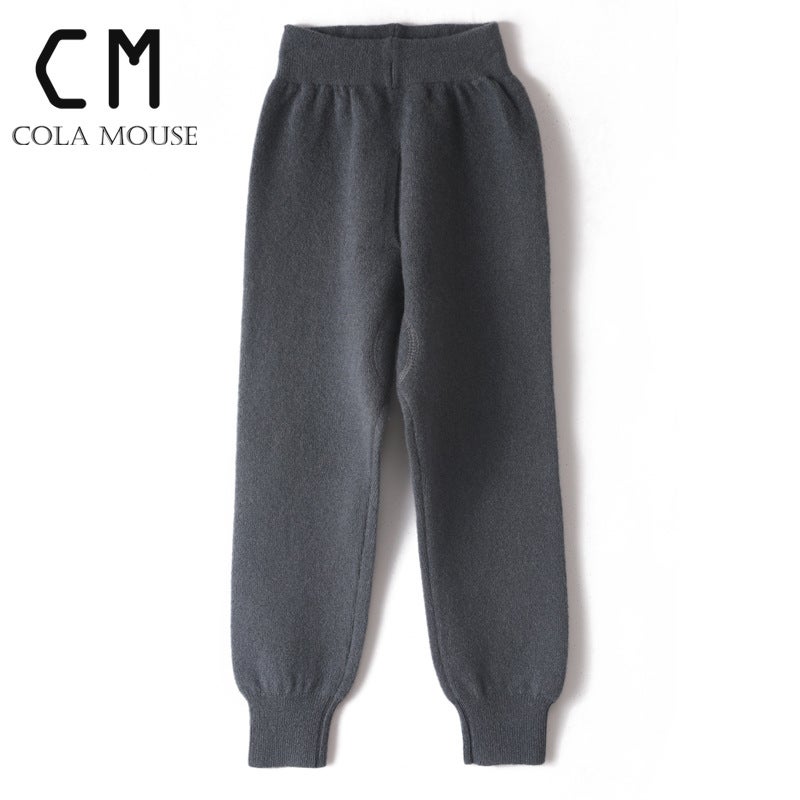 Winter Children'S Leggings Men'S And Women'S Inner Wearing Outer Wearing Knitted Warm High Waist Wool Pants Medium-Thickness Stretch Pants Wool Pants - Image 1