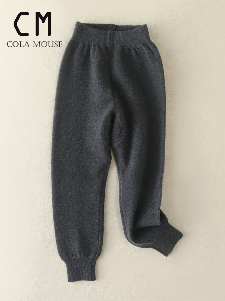 Winter Children'S Leggings Men'S And Women'S Inner Wearing Outer Wearing Knitted Warm High Waist Wool Pants Medium-Thickness Stretch Pants Wool Pants - Image 3