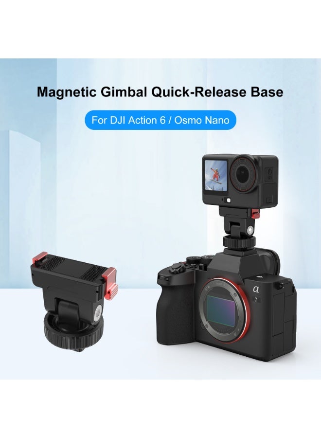بولوز قاعدة تثبيت سريعة لـ DJI Osmo Nano و Action 6 – حامل جيمبال بلاستيكي مغناطيسي مقاوم للصدمات مع توسعة 1/4" ومقبس بارد للكاميرات الرياضية - Image 2