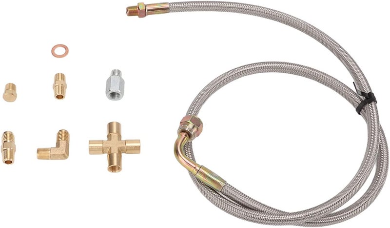 مجموعة خط تغذية زيت التربو 1/8NPT AN4 ملائمة لـ T3 T4 T04E T60 T61 T70 - خط تصريف زيت خالٍ من التسرب، بناء معدني متين لتشحيم تربو موثوق - Image 1