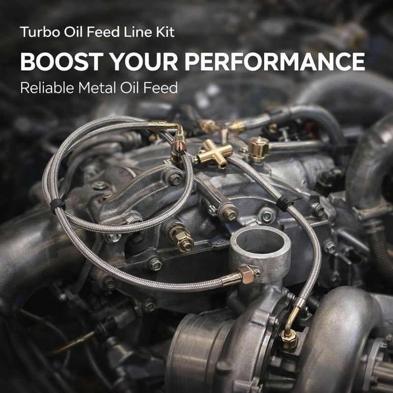 مجموعة خط تغذية زيت التربو 1/8NPT AN4 ملائمة لـ T3 T4 T04E T60 T61 T70 - خط تصريف زيت خالٍ من التسرب، بناء معدني متين لتشحيم تربو موثوق - Image 3