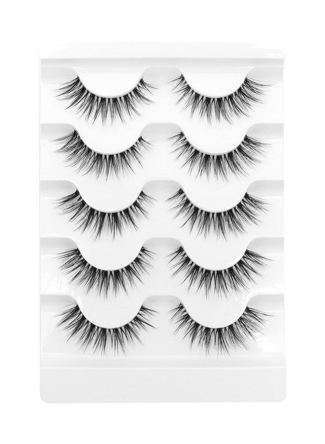 فيليشا رموش فيليشا الصناعية الخفيفة المصنوعة يدويًا بنسبة 100%، رموش صناعية بمظهر طبيعي، رموش خفيفة الوزن مع شريط شفاف ناعم، عبوة من 5 أزواج (G2) - Image 2