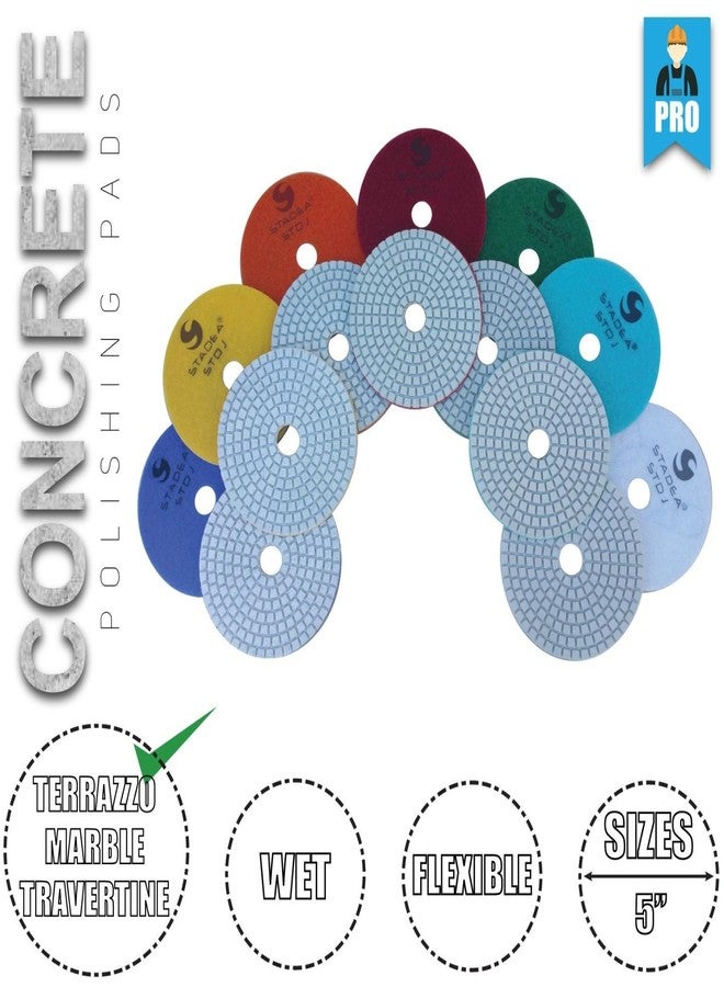 Stadea PPW250D Diamond Polishing Pads 5" For Concrete Terrazzo Marble Granite Countertop Floor Wet Polishing, Grit 8000 - Pack of 5 - Image 3
