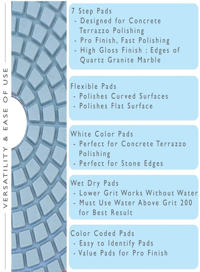Stadea PPW250D Diamond Polishing Pads 5" For Concrete Terrazzo Marble Granite Countertop Floor Wet Polishing, Grit 8000 - Pack of 5 - Image 4