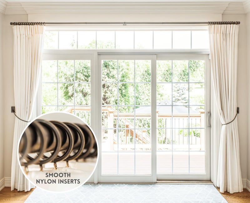 BlastHomeÂ® Luxury Curtain Rings - Premium Metal with Quiet, Smooth, Removable Nylon Inserts - Pinhooks & Clips Included - 1 1/2" Inside Diameter - 9 Rings for One Standard Curtain - Oil Rubbed Bronze - Image 2