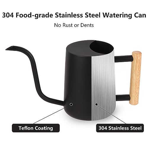 GUKJOB Plant Watering Can,35oz Metal Watering Can,Stainless Steel Indoor Plants with Long Curved Spout,Small Bonsai Outdoor Garden Modern Decorative(Black) - Image 5