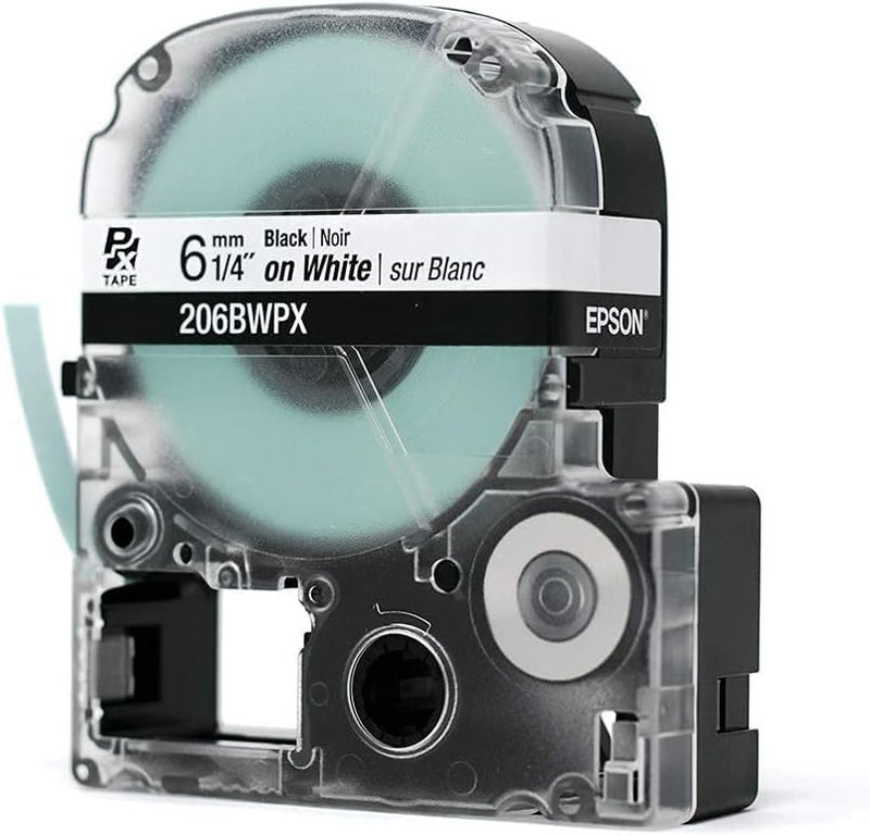 LABELWORKS Epson 206BWPX-5PK Genuine PET (Polyester) Tape Cartridge - 5 Unit Pack of Black on White Standard Industrial Label Maker Tape - 1/4" (6MM) Wide, 30 ft - 5 Pack - Image 4
