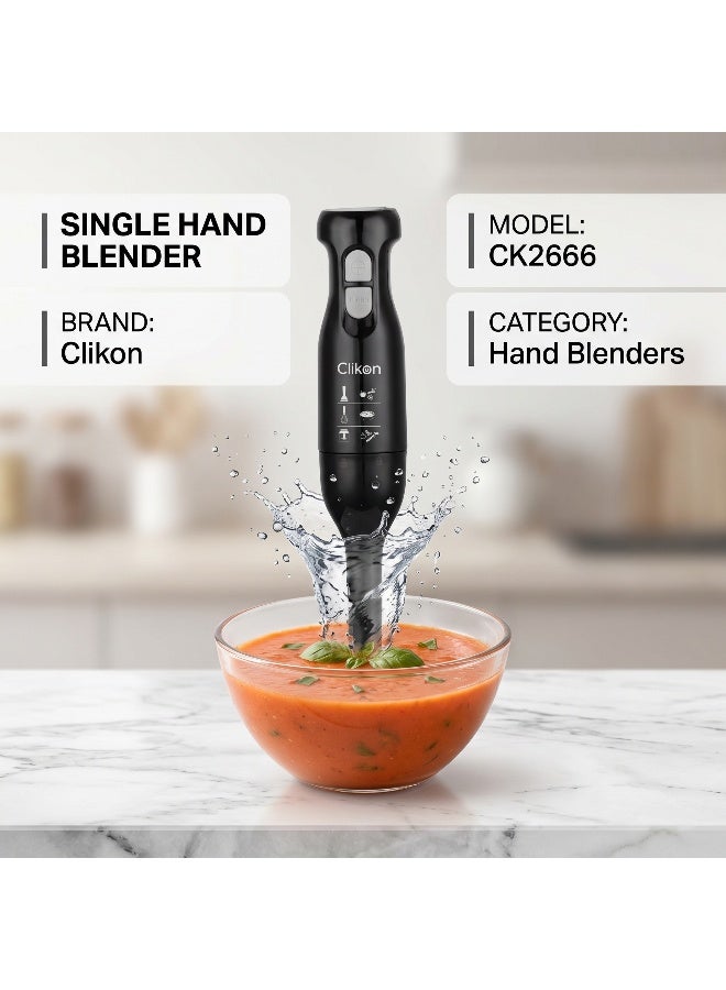 Clikon 250W Hand Blender | Single Hand Blender Design | Practical Kitchen Appliance | Convenient Food Preparation | 2-Year Warranty | CK2666 | Black CK2666 black - Image 4