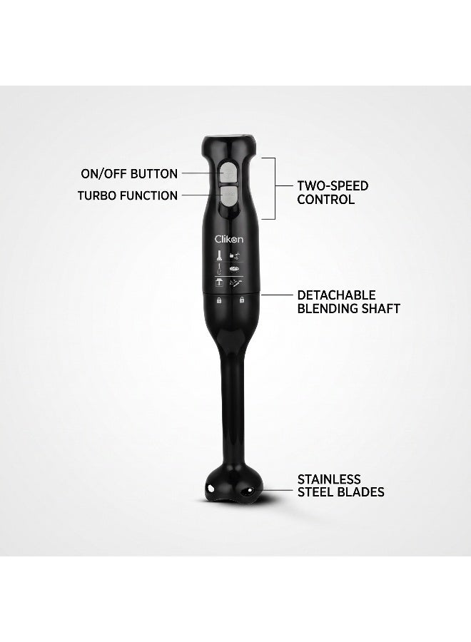 Clikon 250W Hand Blender | Single Hand Blender Design | Practical Kitchen Appliance | Convenient Food Preparation | 2-Year Warranty | CK2666 | Black CK2666 black - Image 3