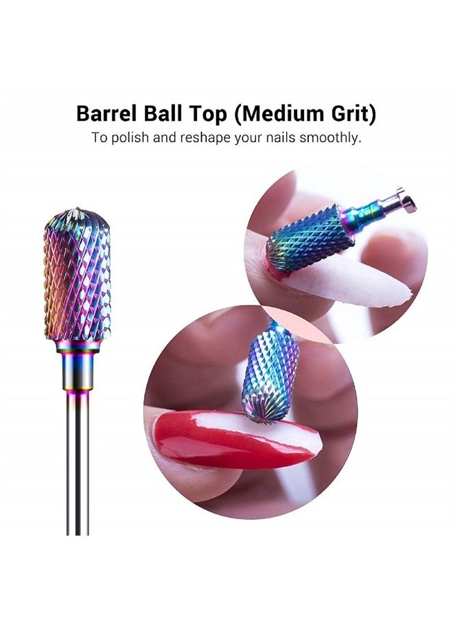 MelodySusie Nail Drill Bits Set, 7pcs Tungsten Carbide Diamond Nail Drill Bits for Acrylic Nails Poly Gel Cuticle Remove, 3/32'' Professional Nail Bits for Nail Drill Efile (A-Colorful) - Image 1