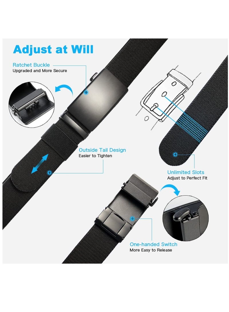 Men's 2 Pack Elastic Golf Belts Adjustable Nylon Ratchet Casual Belts for Comfort and Style - Image 5