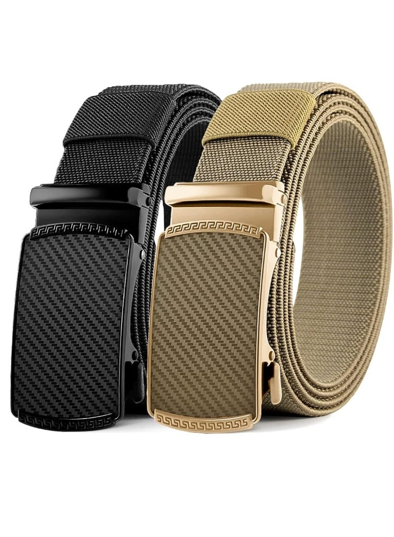 Men's 2 Pack Elastic Golf Belts Adjustable Nylon Ratchet Casual Belts for Comfort and Style - Image 1