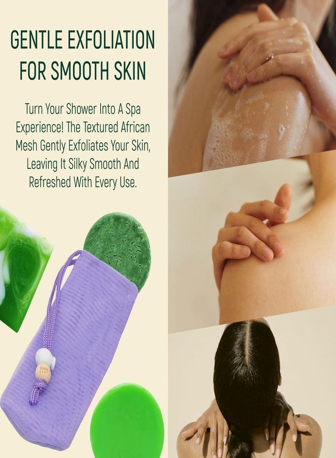 BAMBOEARTH Exfoliating African Mesh Net - in Shower Shampoo Conditioner Body Wash Foaming Bubble Bag Soap Saver Holder - Bath Scrubber Cloth Pouch Facial Cleaning Tool - Extends Bar Life (Nets) - Image 5