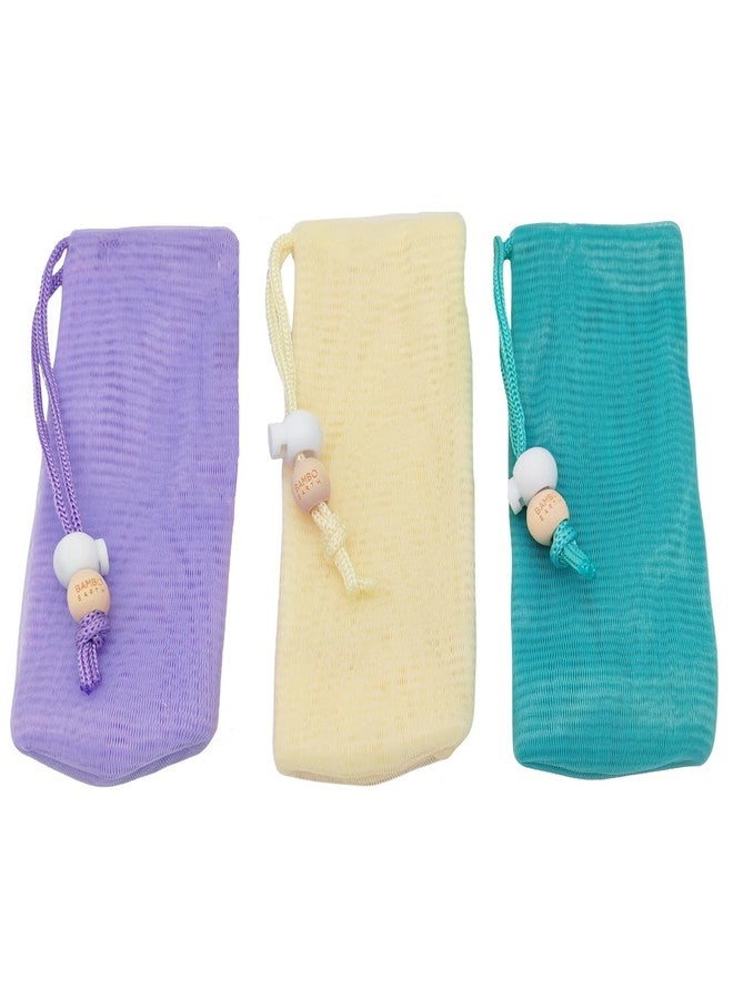 BAMBOEARTH Exfoliating African Mesh Net - in Shower Shampoo Conditioner Body Wash Foaming Bubble Bag Soap Saver Holder - Bath Scrubber Cloth Pouch Facial Cleaning Tool - Extends Bar Life (Nets) - Image 1