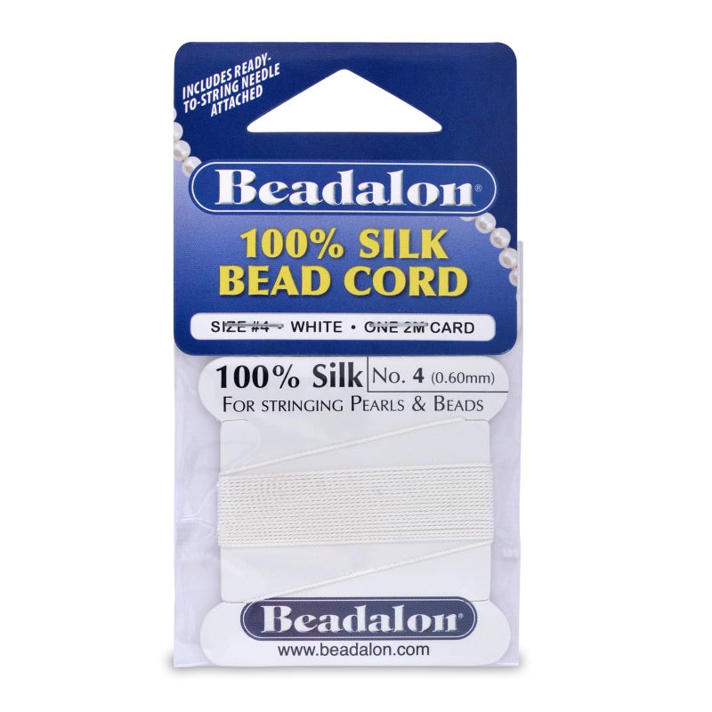 Beadalon Silk Thread Size 4 060 mm 024 in White with Needle 2m - Image 3