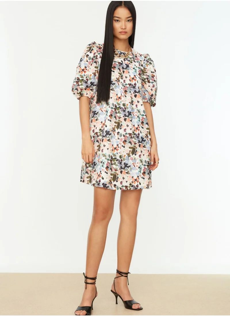 trendyol Balloon Sleeve Printed Dress