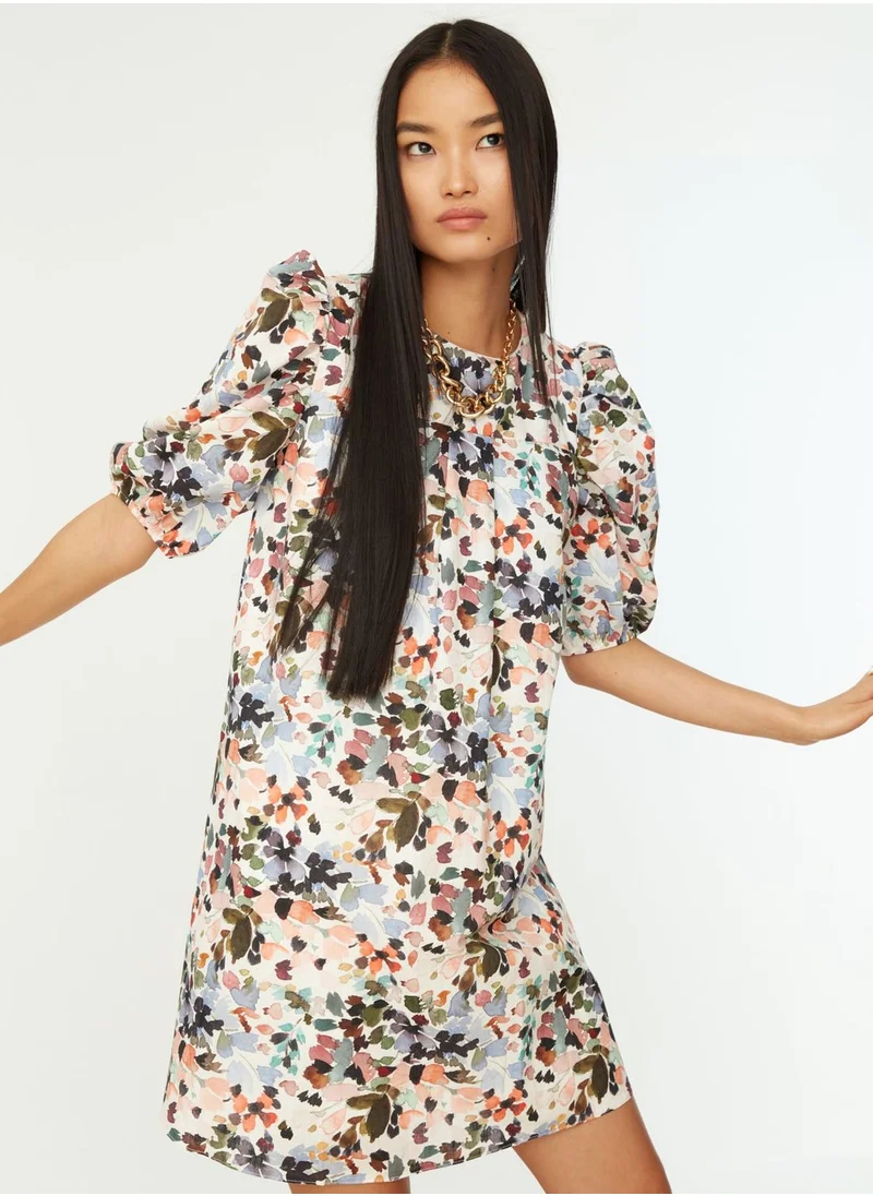 trendyol Balloon Sleeve Printed Dress