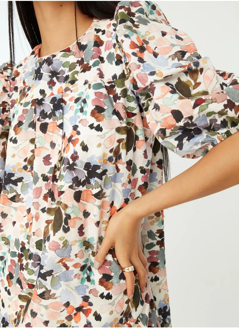 trendyol Balloon Sleeve Printed Dress