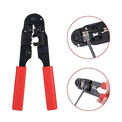 XIKKART Wire Stripper And Cutter | Crimping Tool RJ45 | Heavy Duty, Ratcheting Wire Crimper Tool for 8P8C rj45, Networking Wire Crimper Tool Kit, For Cutting, Striping, (HT-210C, Tool) - Image 5