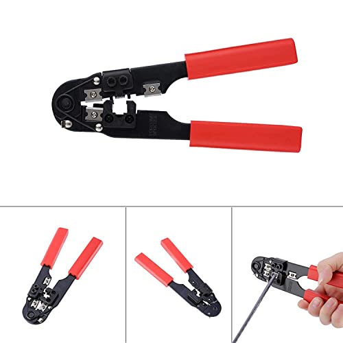 XIKKART Wire Stripper And Cutter | Crimping Tool RJ45 | Heavy Duty, Ratcheting Wire Crimper Tool for 8P8C rj45, Networking Wire Crimper Tool Kit, For Cutting, Striping, (HT-210C, Tool) - Image 3