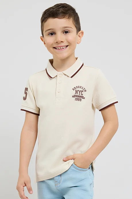 أر أند بي Print Detail Polo T-Shirt with Short Sleeves