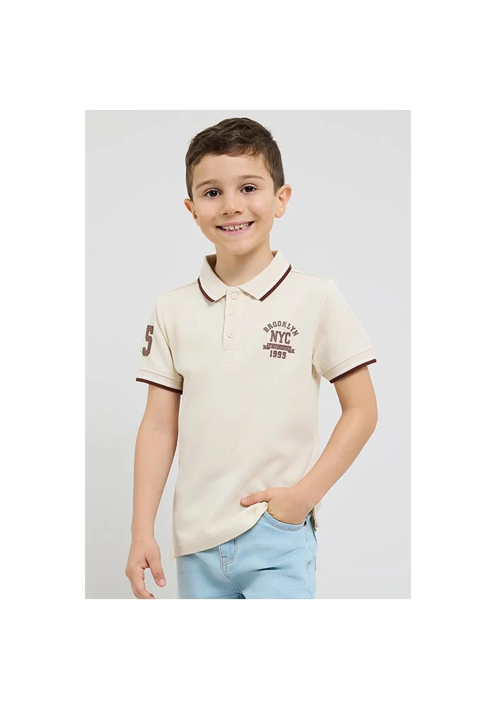 R&b Print Detail Polo T-Shirt with Short Sleeves