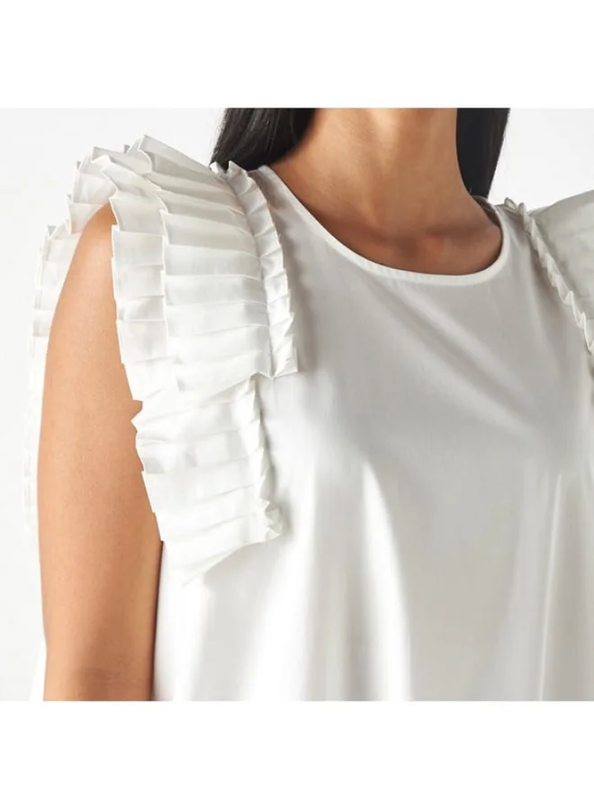 2Xtremz 2Xtremz Pleat Detail Sleeveless Dress with Round Neck