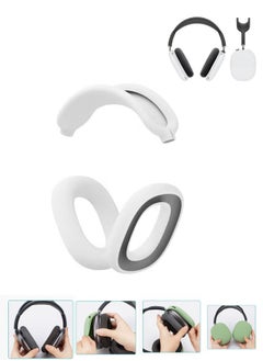 Compatible with Overhead Cover Earcup Cover, for AirPods Max Soft Silicone Anti-Scratch Protective , Full Cover Headband Skin Cover Ear Pad Case Cover Set for AirPods Max Accessories, White
