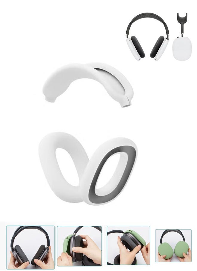 Bukela - Compatible with Overhead Cover Earcup Cover, for AirPods Max Soft Silicone Anti-Scratch Protective , Full Cover Headband Skin Cover Ear Pad Case Cover Set for AirPods Max Accessories, White - Image 1