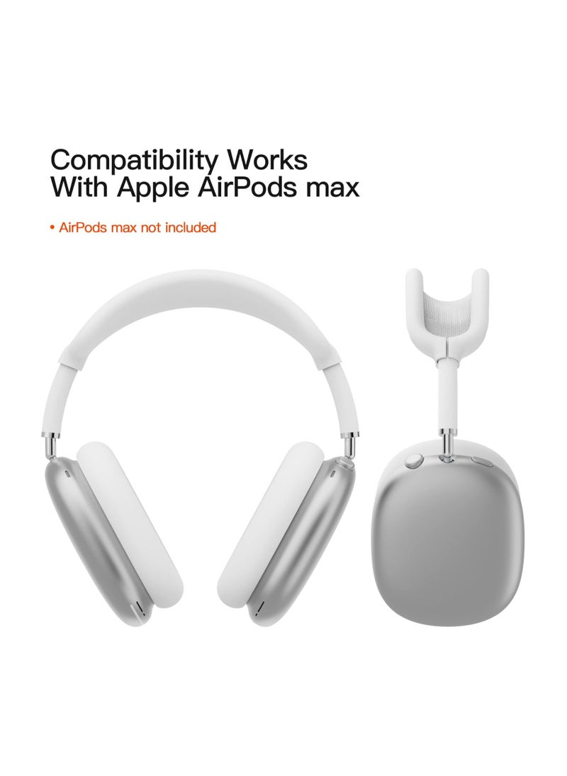 Bukela - Compatible with Overhead Cover Earcup Cover, for AirPods Max Soft Silicone Anti-Scratch Protective , Full Cover Headband Skin Cover Ear Pad Case Cover Set for AirPods Max Accessories, White - Image 1