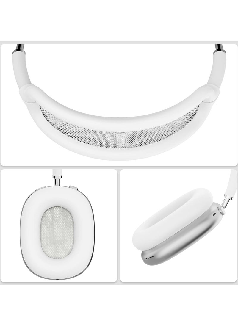 Bukela - Compatible with Overhead Cover Earcup Cover, for AirPods Max Soft Silicone Anti-Scratch Protective , Full Cover Headband Skin Cover Ear Pad Case Cover Set for AirPods Max Accessories, White - Image 1