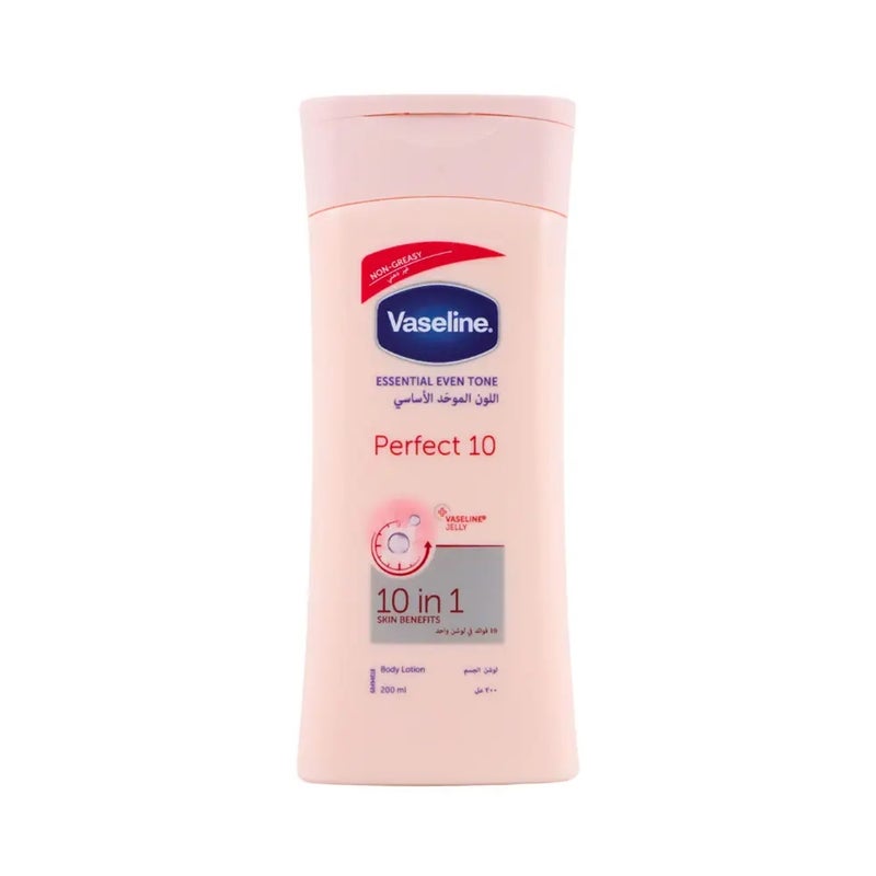 Vaseline Essential Even Tone Perfect 10 Non Greasy Body Lotion, 10in1 Skin Benefits- 200ml - Image 1