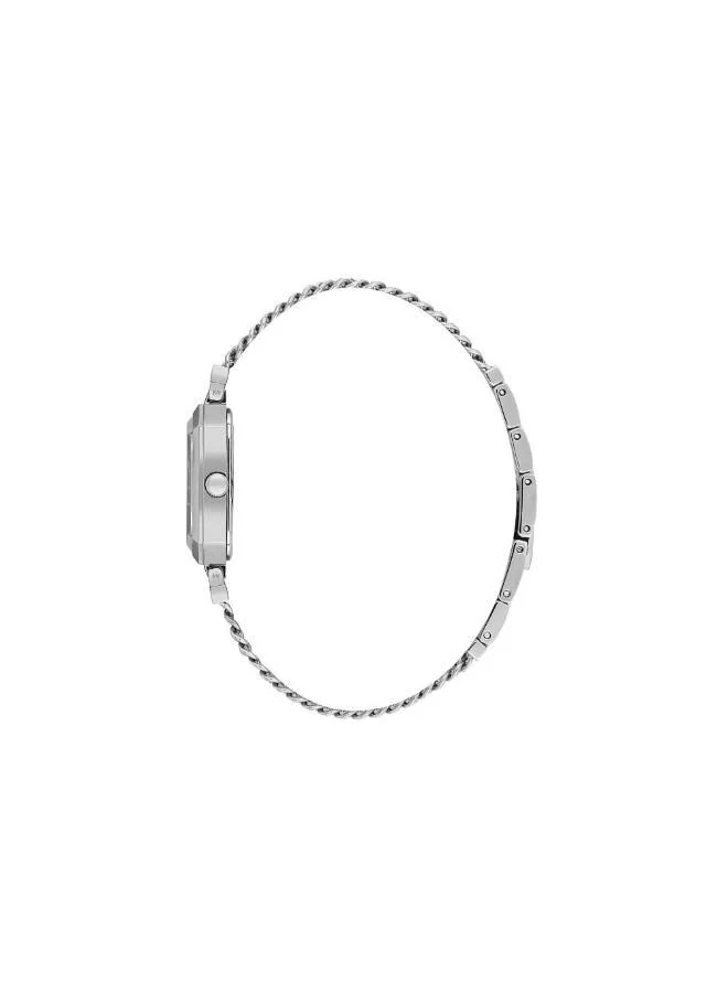 DANIEL KLEIN Women's Stainless Steel Silver Alloy Case Analog Silver Square Emboss Dial Japanese Quartz Premium 30 Meters Water Resistant