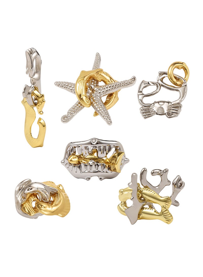 6pcs zinc alloy unlocking magic alloy educational toy nine-link intellectual unlocking buckle  - Image 1