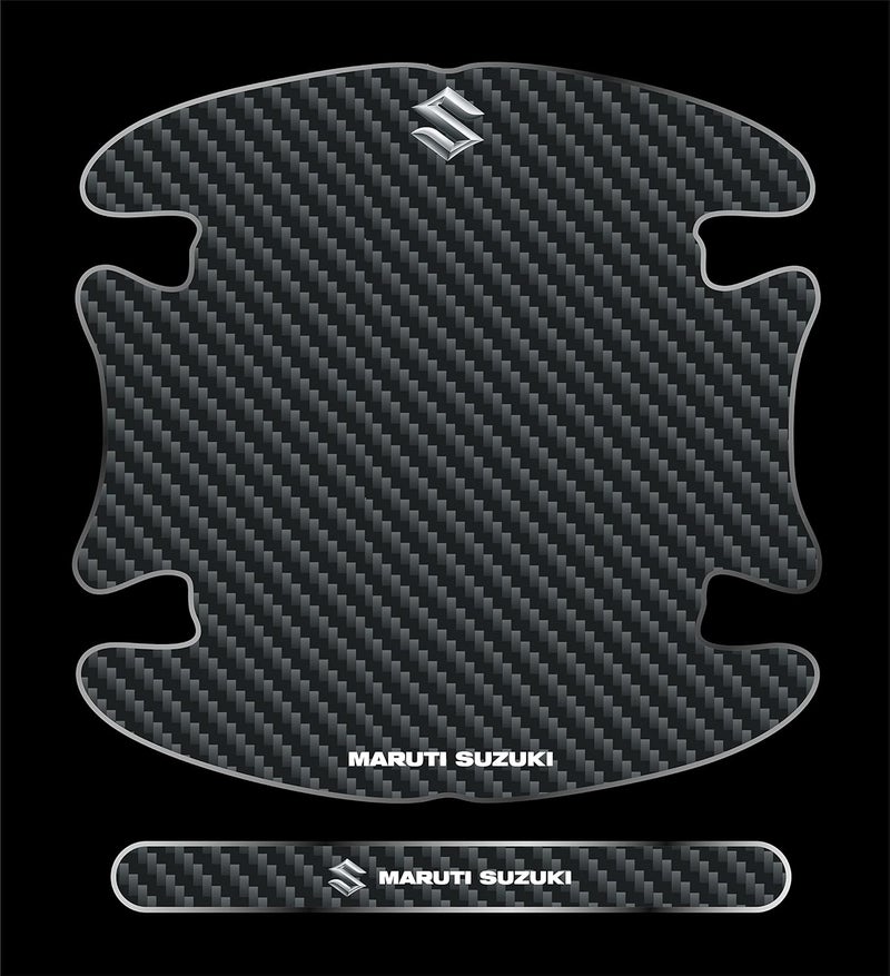 BIG FLAG 3D Gel Type Car Door Carbon Fiber Handle Cup and Handle Stripe Scratch Guard Sticker Universal for Specific Brand (Pack of 8) (3DDRSTCFSQVAR) (MARUTHI SUZKI) - Image 1