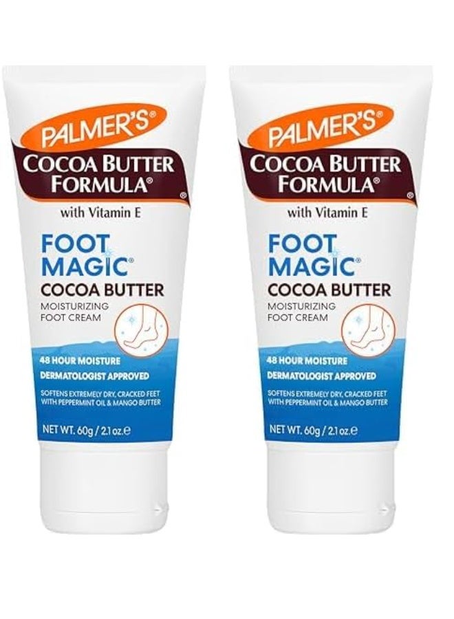 PALMER'S Palmer's Cocoa Butter Formula Foot Magic Moisturizing Foot Cream for Dry, Cracked Heels, Feet Moisturizer with Peppermint Oil & Vitamin E, 2.1 Ounces (Pack of 2)  - Image 1