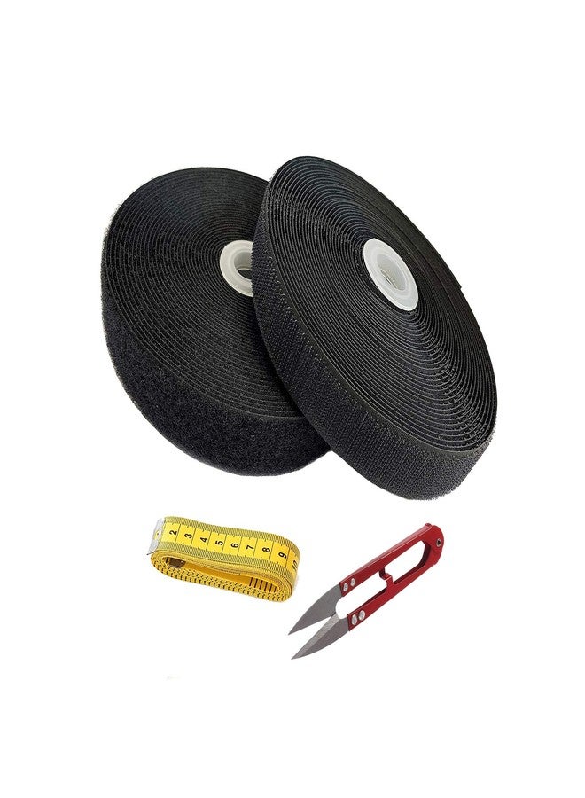 SAI PRASEEDA Regular Hook 20MTS_Regular Loop 20MTS with Easy Removal 20mm_ 20 MTS or 66 Feets Black Color with Industrial Cutter_Measuring Tape SP4 - Image 1