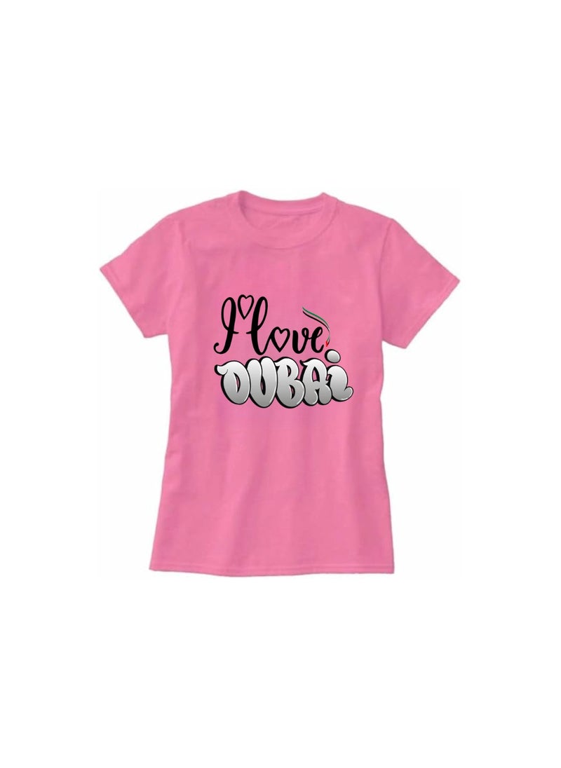 PRINTSHOP4ME - I Love Dubai Adult Womens T-Shirt - Round Neck with Short Sleeve - Women Cotton T-Shirt -Printed T-Shirt - Perfect for Dubai Souvenir - Image 1