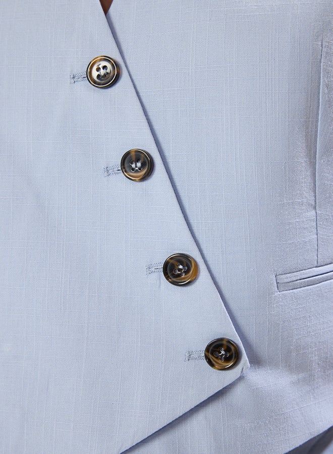 trendyol Limited Edition Crop Fitted Button Detail Woven Linen Look Vest - Image 4