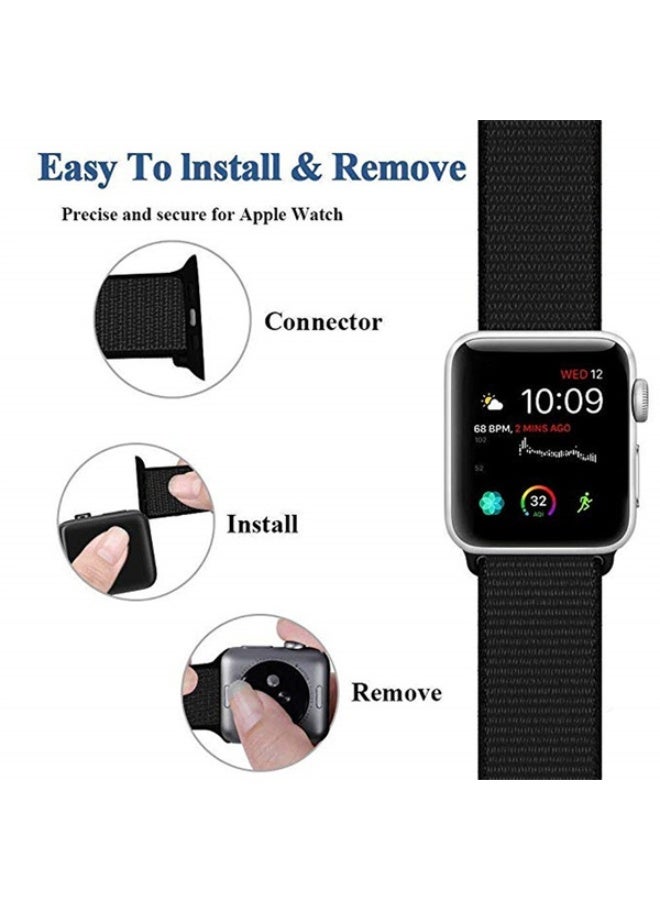 Breathable Nylon Loop Sport Band for Apple Watch 11/10 42mm/38mm/41mm/40mm – Adjustable Lightweight Strap Compatible with iWatch Series11, SE, Series 11/10/9/8/7/6/5/4/3/2/1, Sweatproof Replacement Band for Men & Women (Midnight ) - Image 2