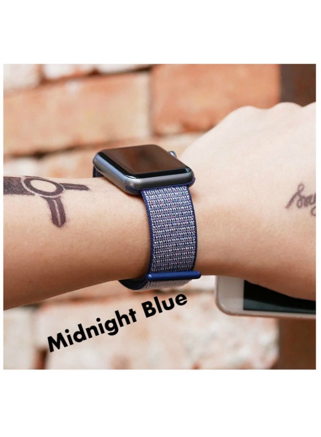 Breathable Nylon Loop Sport Band for Apple Watch 11/10 42mm/38mm/41mm/40mm – Adjustable Lightweight Strap Compatible with iWatch Series11, SE, Series 11/10/9/8/7/6/5/4/3/2/1, Sweatproof Replacement Band for Men & Women (Midnight ) - Image 4