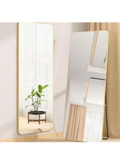 Generic 1-Pieces Full Length Mirror Aluminum Alloy Large Standing Vanity Mirror Bedroom Dressing Room Hanging Against Wall Mirror With Stand-Gold 155*45CM  - Image 5