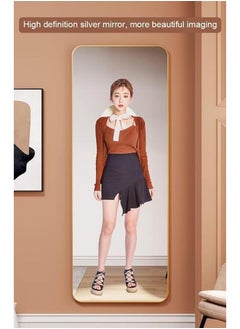 Generic 1-Pieces Full Length Mirror Aluminum Alloy Large Standing Vanity Mirror Bedroom Dressing Room Hanging Against Wall Mirror With Stand-Gold 155*45CM  - Image 4