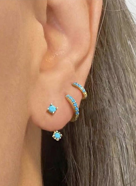 New Fashion Copper Rhinestone Decor Earrings for Women Daily Decoration 3 Pairs/Set