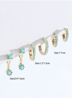 YUCCA New Fashion Copper Rhinestone Decor Earrings for Women Daily Decoration 3 Pairs/Set  - Image 3