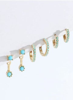 YUCCA New Fashion Copper Rhinestone Decor Earrings for Women Daily Decoration 3 Pairs/Set  - Image 4