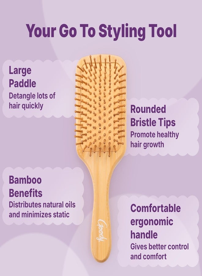 Goody Paddle Brush, Pink Sparkle, Bamboo Bristles for Ouchless Detangling, Tackles Tangles, Knots & Frizz, Use as a Detangler or Styling Brush For All Hair Types, Gift for Women & Girls - Image 3