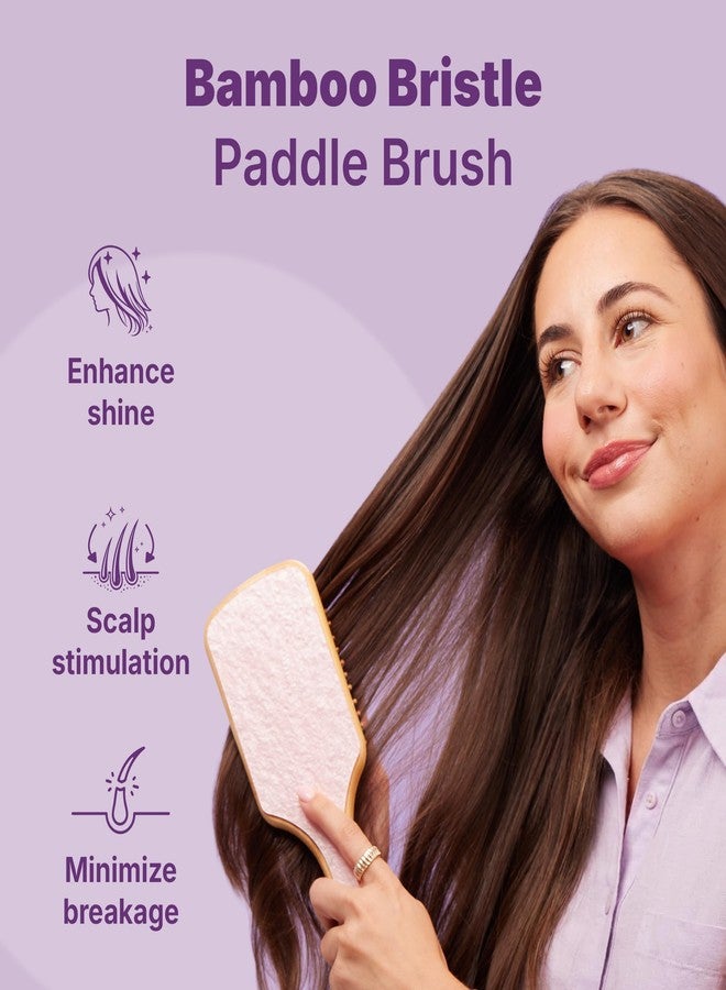 Goody Paddle Brush, Pink Sparkle, Bamboo Bristles for Ouchless Detangling, Tackles Tangles, Knots & Frizz, Use as a Detangler or Styling Brush For All Hair Types, Gift for Women & Girls - Image 2