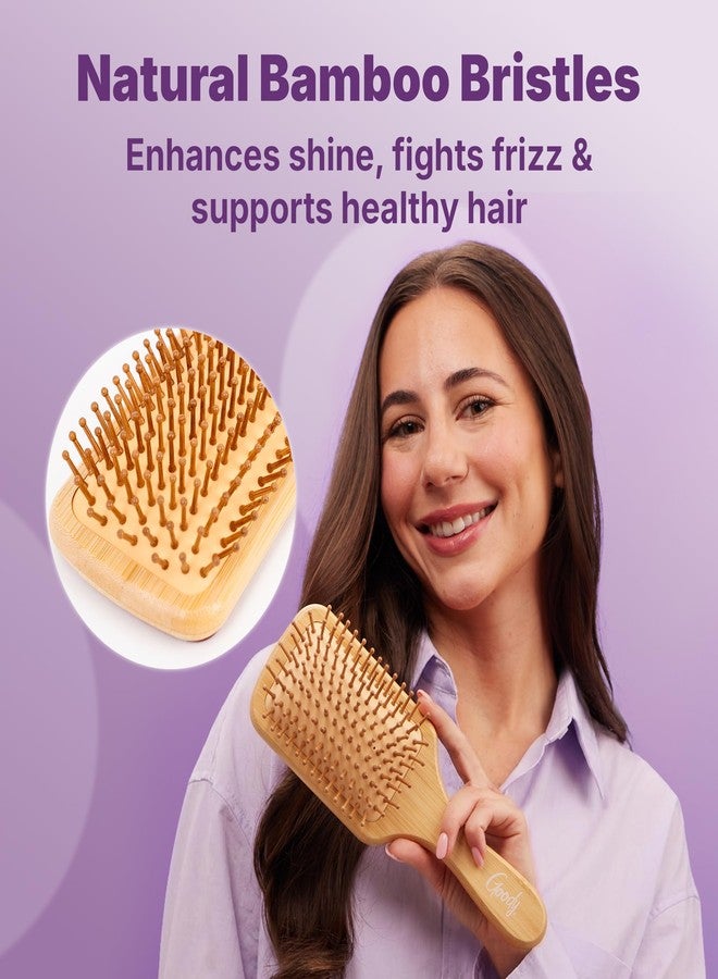 Goody Paddle Brush, Pink Sparkle, Bamboo Bristles for Ouchless Detangling, Tackles Tangles, Knots & Frizz, Use as a Detangler or Styling Brush For All Hair Types, Gift for Women & Girls - Image 4